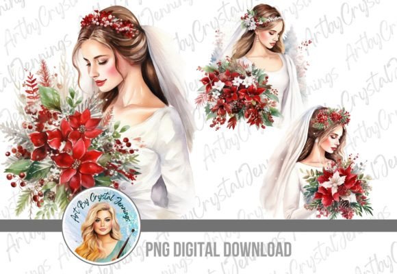 Beautiful Bride Christmas Wedding PNG: Your Festive Design Asset