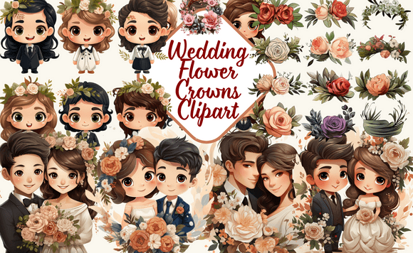 Beautiful Wedding Flower Crowns Clipart for Your Projects