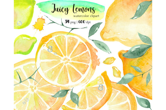 Brighten Your Designs with Watercolor Lemon Clipart