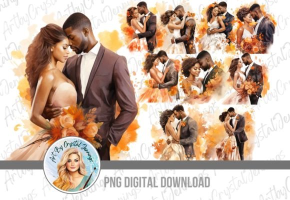 Celebrate Love: Designing with Black Couple Fall Wedding PNGs