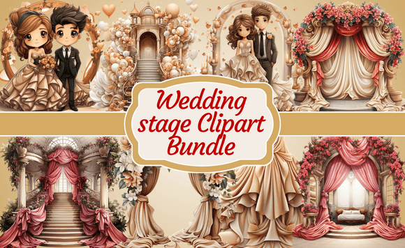 Designing Dream Weddings: The Wedding Stage Clipart Bundle