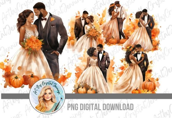 Designing Elegance: The Black Bride & Groom Fall Pumpkin Wedding Collection