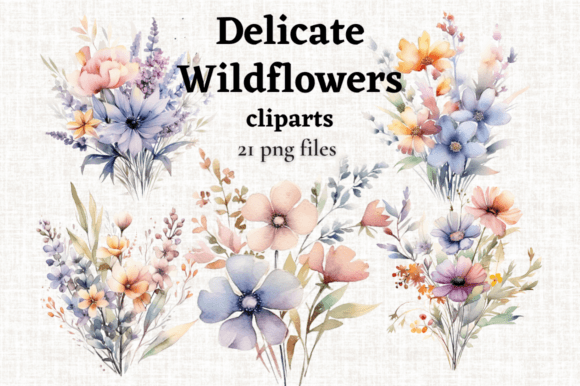 Designing with Delicate Wedding Wild Flowers Cliparts