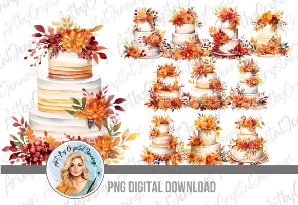 Elegant Autumn Wedding Cake PNG for Creative Projects