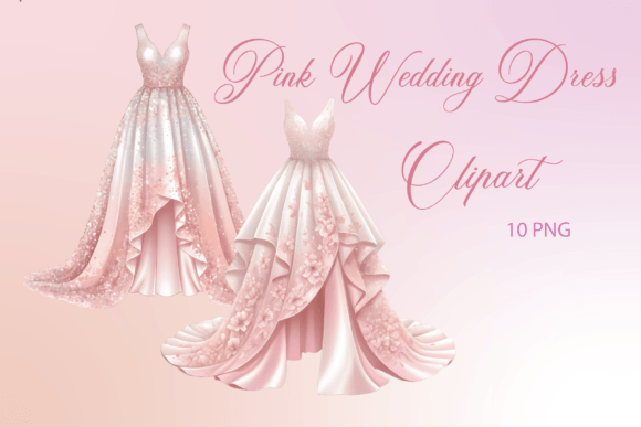 Enchanting Pink Watercolor Bridal Clipart for Your Designs