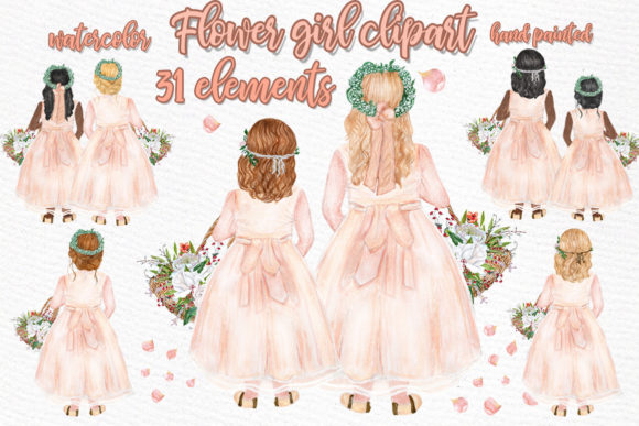 Flower Girl Clipart: A Hand-Painted Watercolor Collection