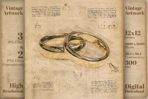 The Timeless Charm of the Wedding Rings Gold Retro Drawing Sketch