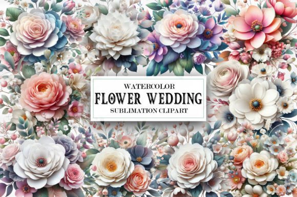 Watercolor Flower Wedding Clipart: Your Digital Design Toolkit