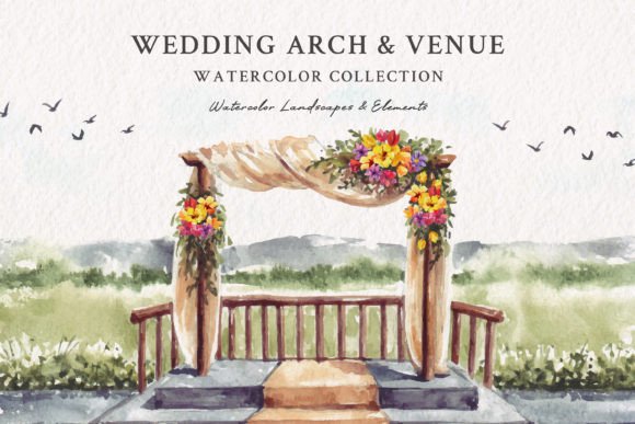 Wedding Arch & Venue: A Watercolor Nature Landscape Collection