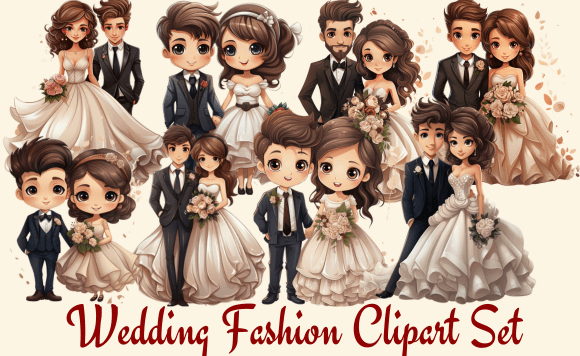 Wedding Fashion Clipart Set: Your Go-To Design Asset