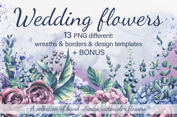 Wedding Flowers Watercolor Frames: Elegant Design Assets