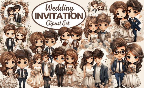 Wedding Invitation Clipart Set: Instantly Elevate Your Designs