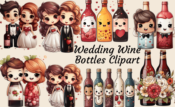 Wedding Wine Bottles Clipart: Elevate Your Designs with Charm